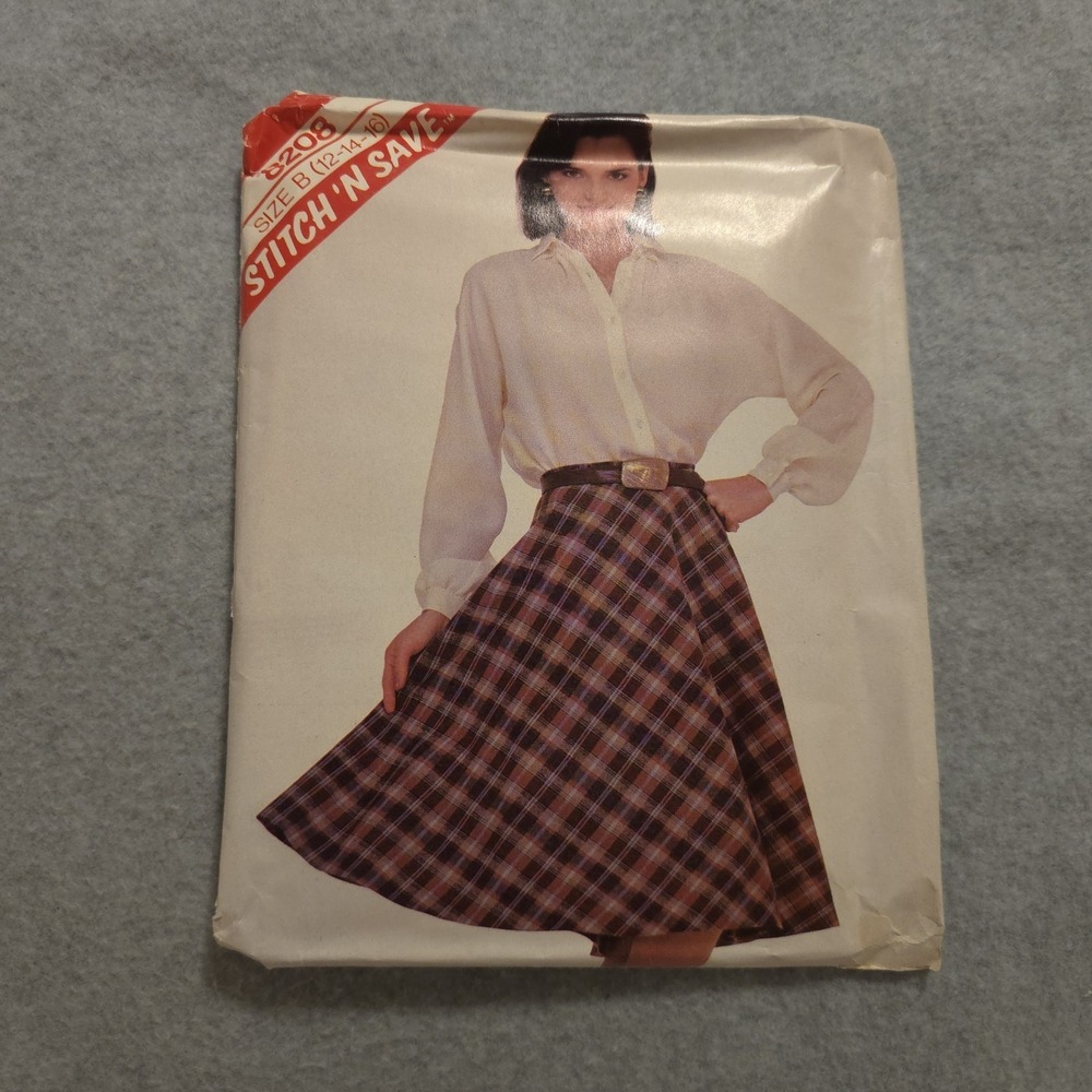 Stitch 'N Save 8208 Misses Skirt Sewing Pattern Sz 12-16 UNCUT 1980s Vintage